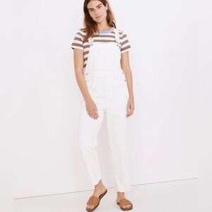 Madewell White Denim Overalls Classic Bib Design